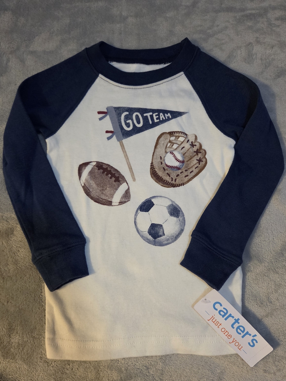 Carter's 'Go Team' Sports Raglan Long-Sleeve Tee size 18M, NWT